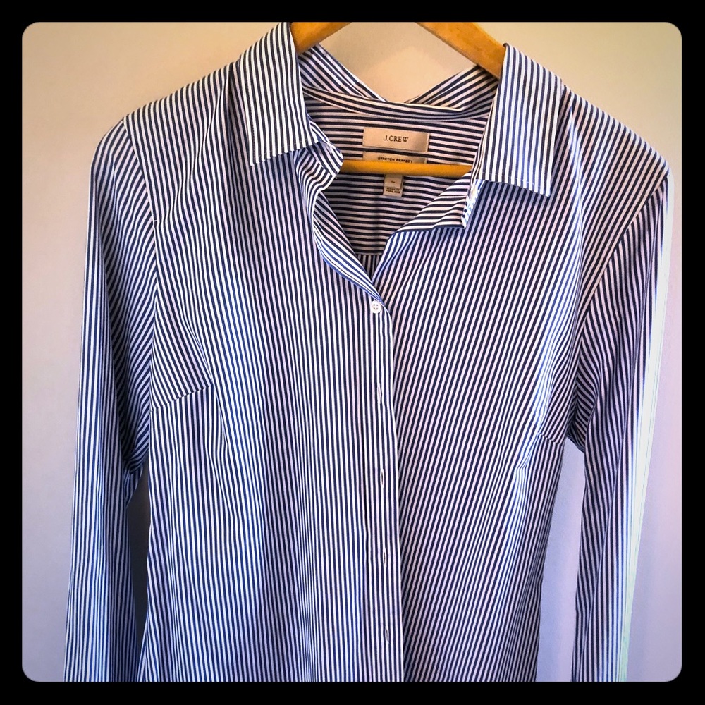 JCrew womens stripe stretch perfect shirt size MT